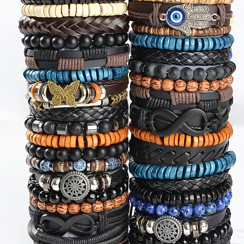 16pcs Random Men's Bangle Bracelet Set, Gift for Him